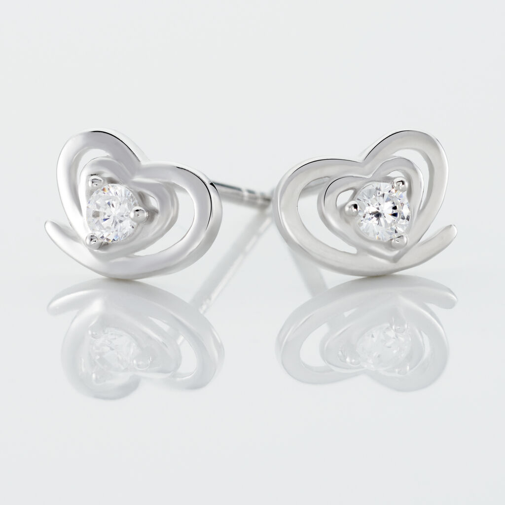 Boucles D'oreilles Puces Alou Argent Blanc Oxyde De Zirconium - Boucles d'oreilles fantaisie Femme | Histoire d’Or
