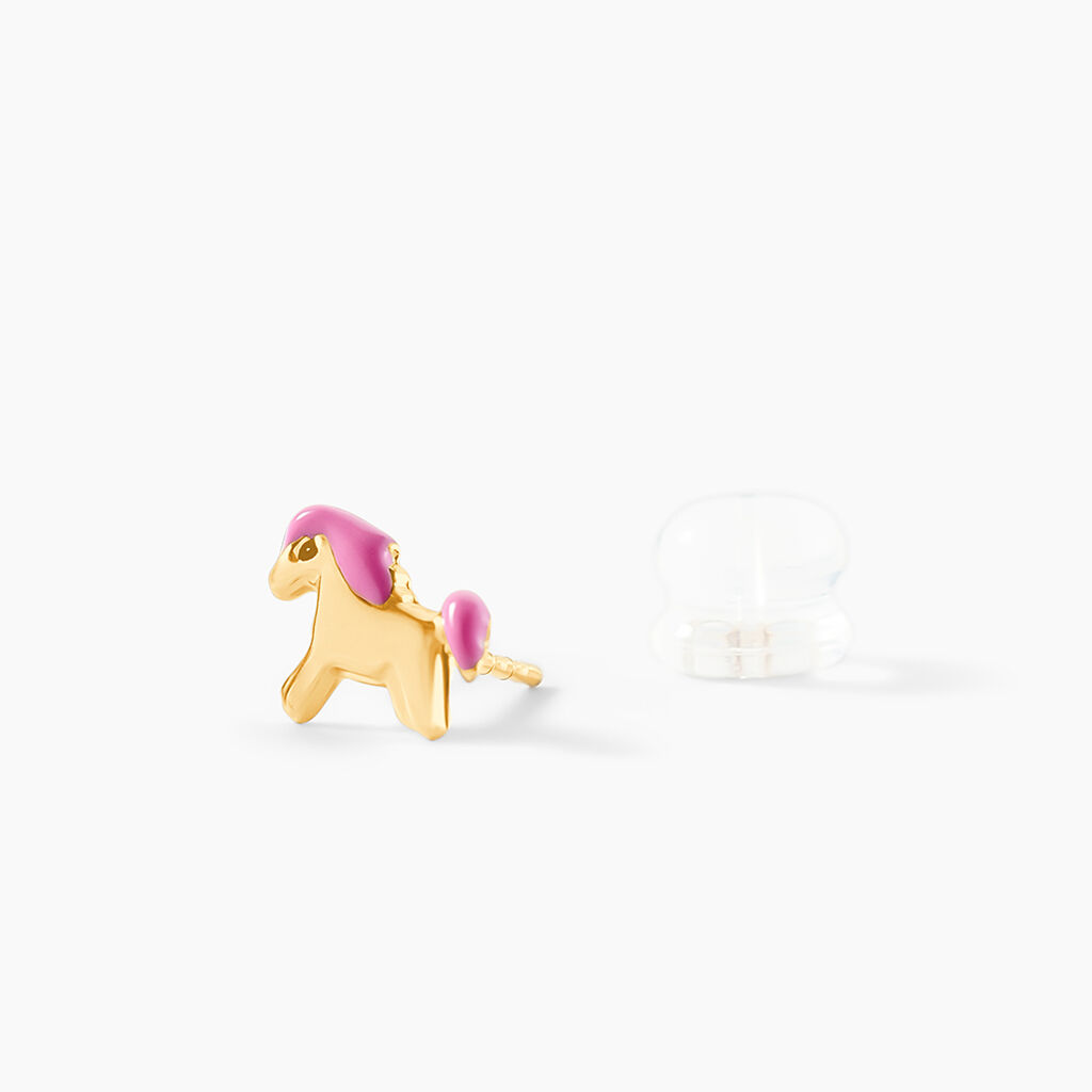 Boucles D'oreilles Puces Heldea Cheval Or Jaune - Clous d'oreilles Enfant | Histoire d’Or