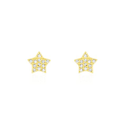 Boucles D'oreilles Puces Or Jaune Fragaria Oxydes - Boucles d'Oreilles Etoile Femme | Histoire d’Or