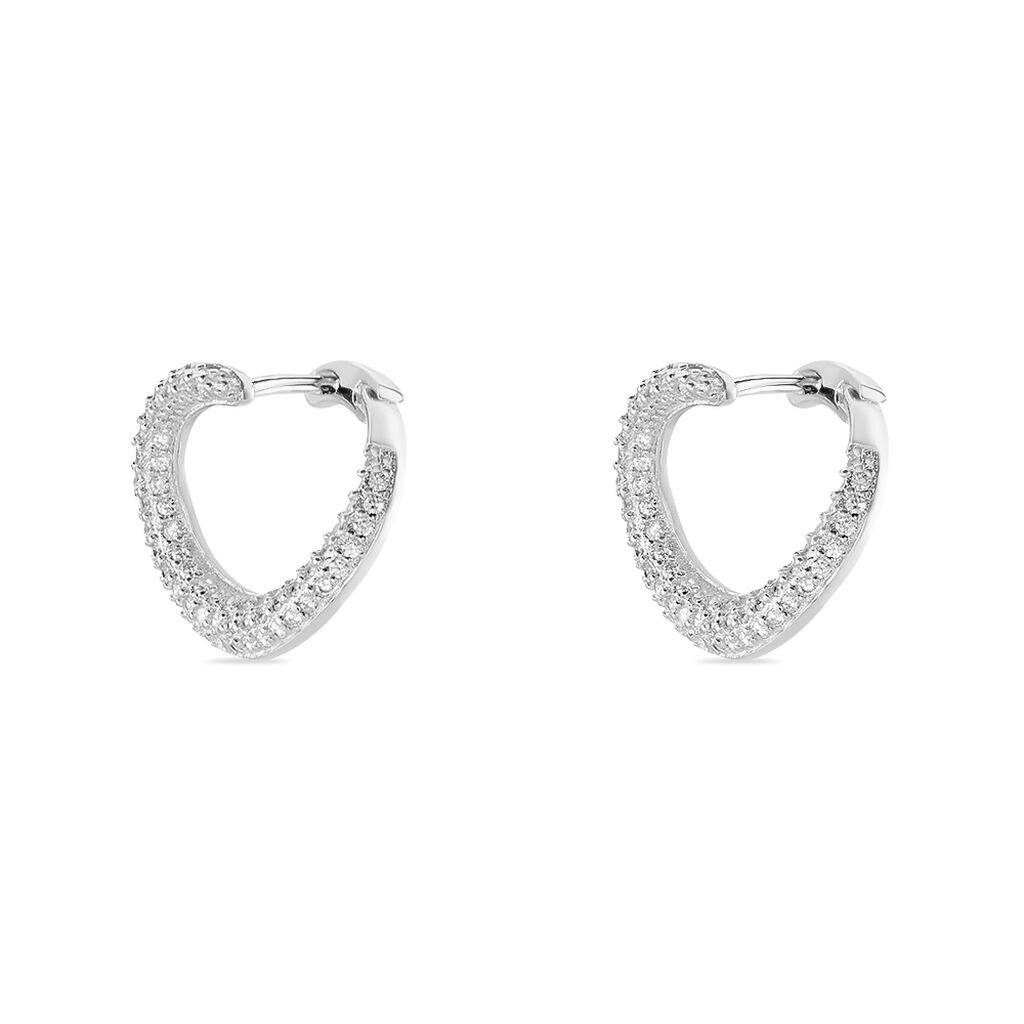 Créoles Uwe Argent Blanc Oxyde De Zirconium - Boucles d'oreilles créoles Femme | Histoire d’Or
