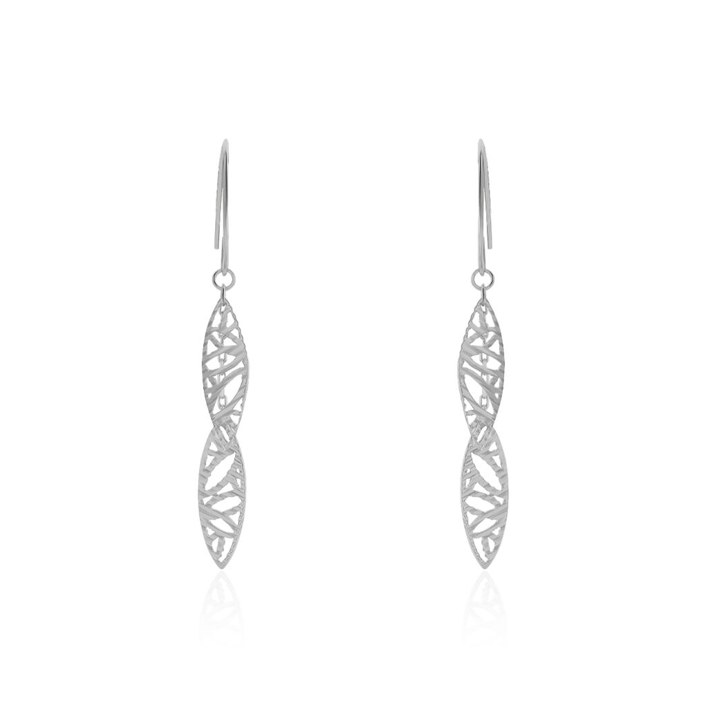 Boucles D'oreilles Pendantes Bartolomea Feuille Or Blanc - Boucles d'oreilles pendantes Femme | Histoire d’Or