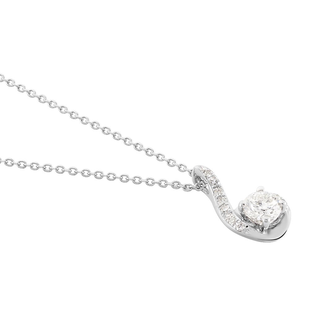 Collier Vrille Accompagnee Or Blanc Diamant - Colliers Femme | Histoire d&rsquo;Or