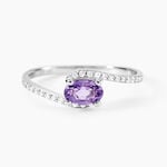 Bague Loriane Or Blanc Amethyste Et Oxyde De Zirconium - Bagues solitaires Femme | Histoire d&rsquo;Or