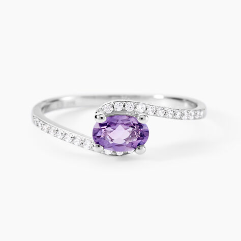 Bague Loriane Or Blanc Amethyste Et Oxyde De Zirconium - Bagues solitaires Femme | Histoire d&rsquo;Or