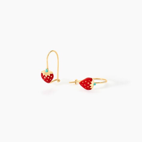 Boucles D'oreilles Pendantes Elizabetae Fraise Or Jaune - Boucles d'oreilles pendantes Enfant | Histoire d&rsquo;Or