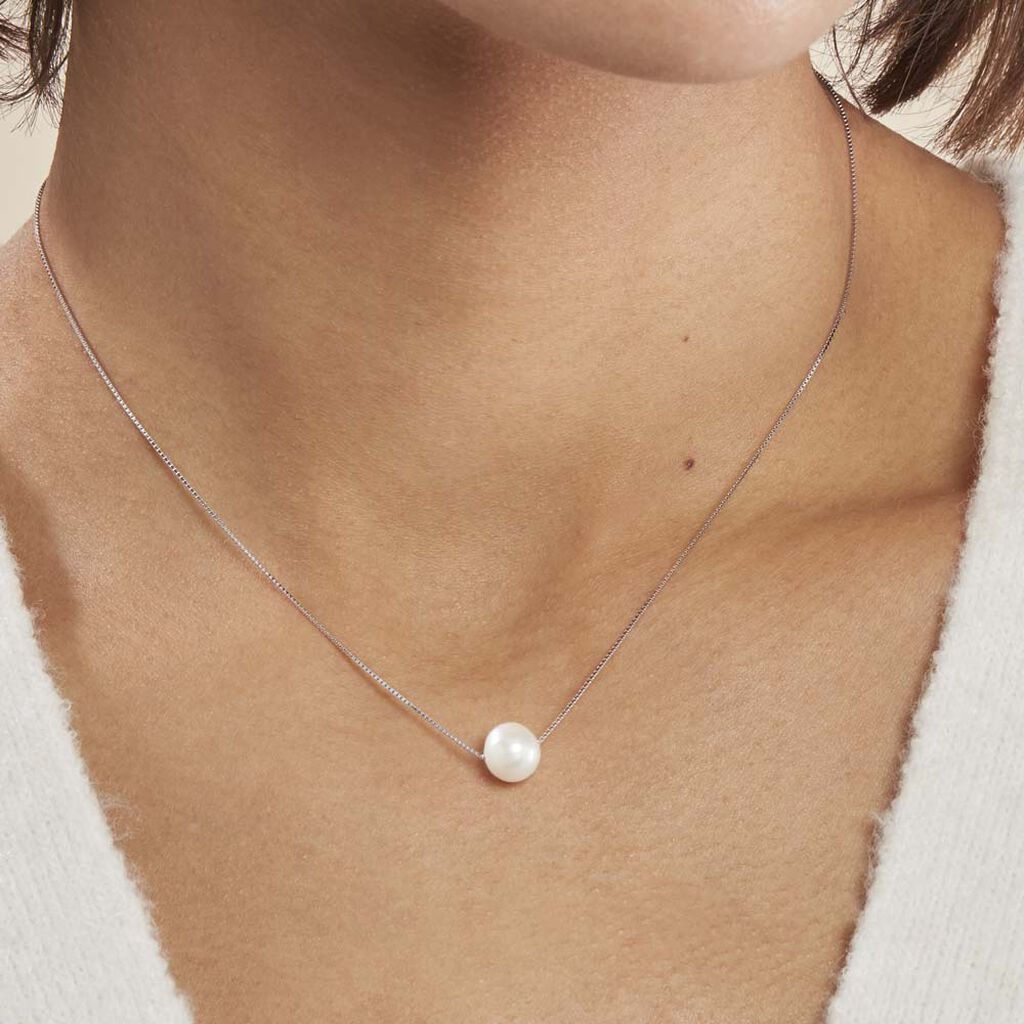 Collier Rada Maille Venitienne Argent Blanc Perle De Culture - Colliers fantaisie Femme | Histoire d’Or
