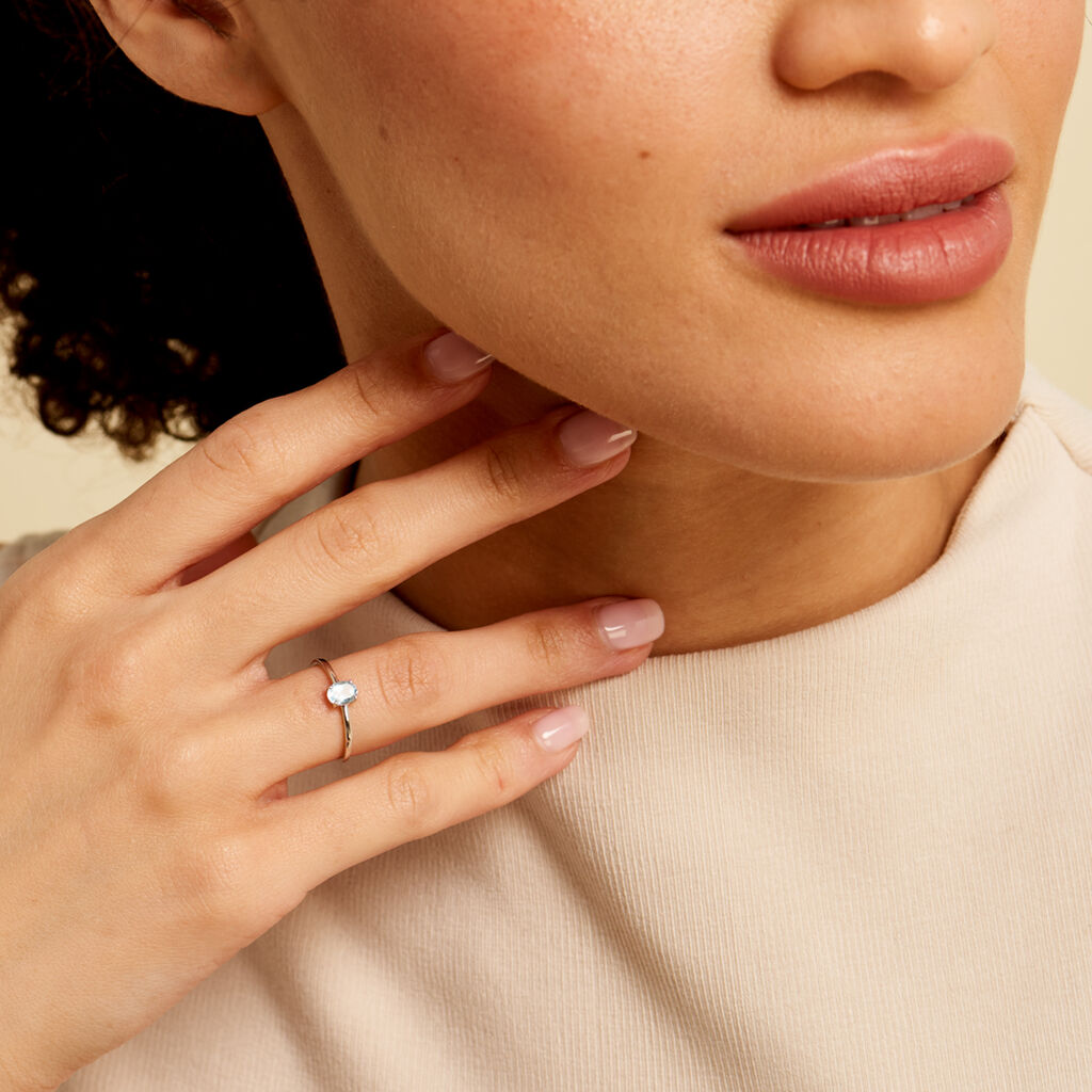 Bague Valentino Or Blanc Topaze - Bagues solitaires Femme | Histoire d’Or