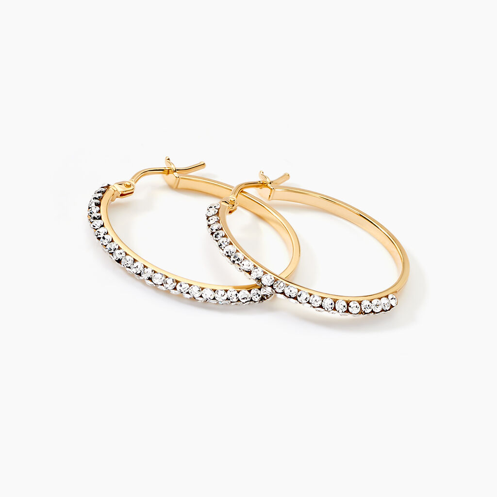 Créoles Sandrine Or Jaune Strass - Boucles d'oreilles créoles Femme | Histoire d’Or