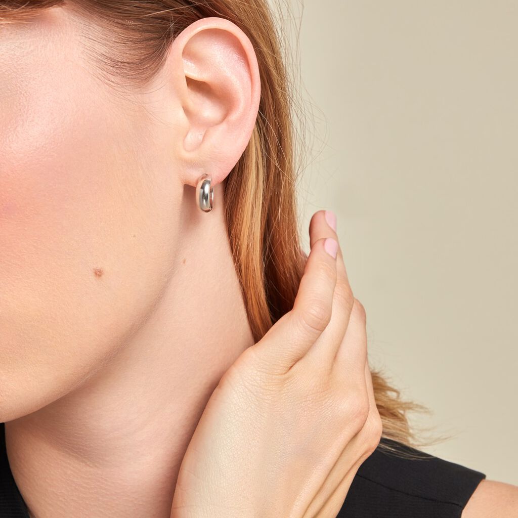 Créoles Lisa Argent Blanc - Boucles d'oreilles créoles Femme | Histoire d’Or