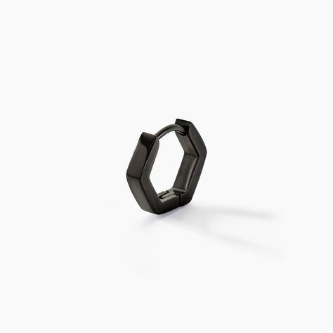 Boucles D'Oreilles Créoles Anneau Charnière Noir - Acier Inoxydable Pour Homme Et Femme