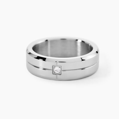 Bague Hugo Acier Blanc Oxyde De Zirconium - Bagues solitaires Femme | Histoire d&rsquo;Or
