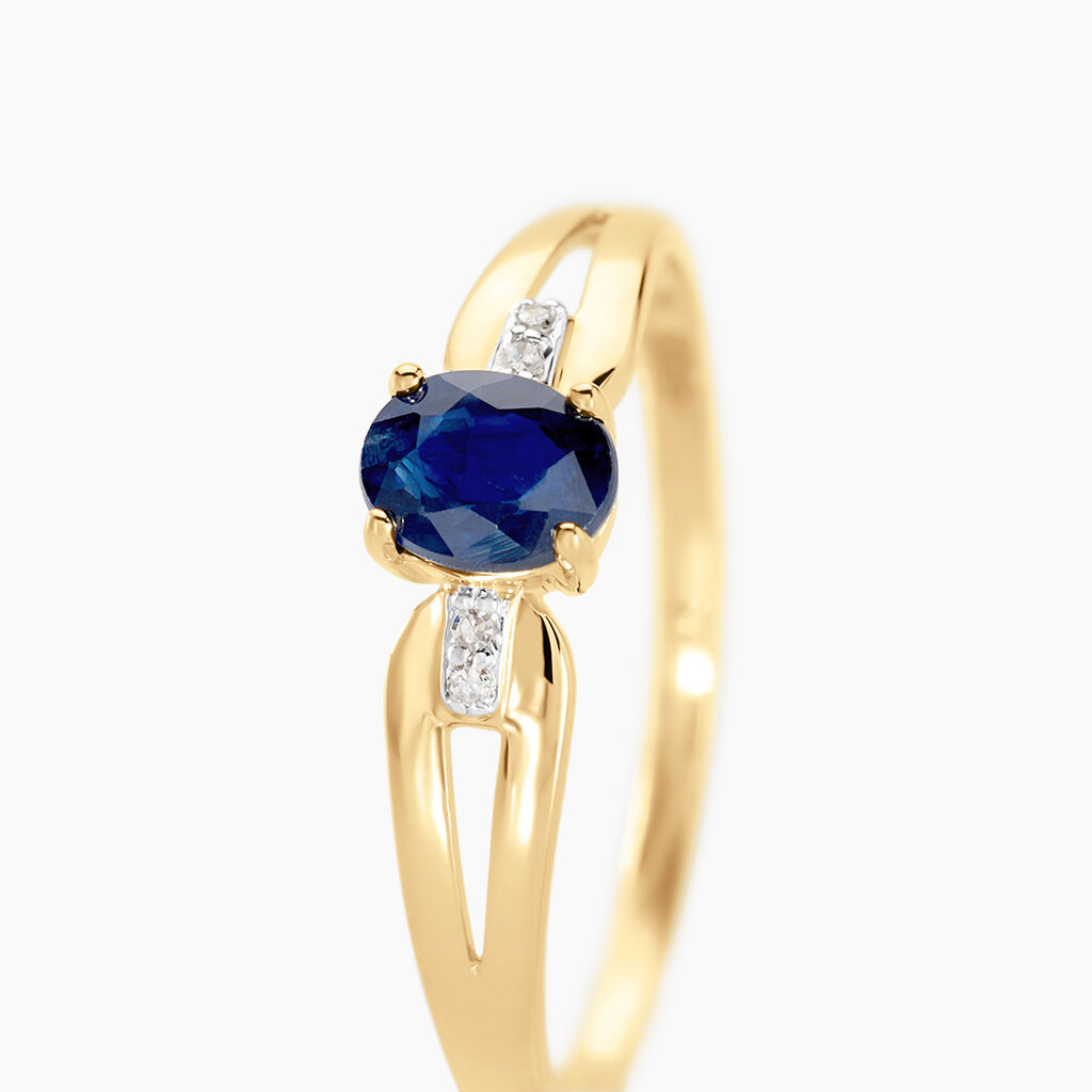 Bague Or Jaune Ebrard Saphir Diamants - Bagues solitaires Femme | Histoire d’Or