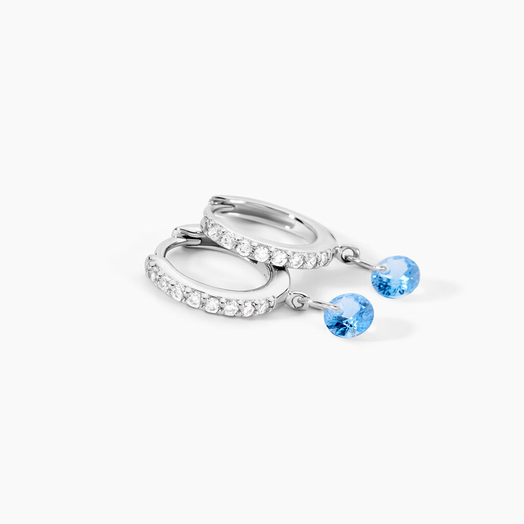 Creoles Rion Argent Blanc Oxyde De Zirconium - Boucles d'oreilles cr&eacute;oles Femme | Histoire d&rsquo;Or