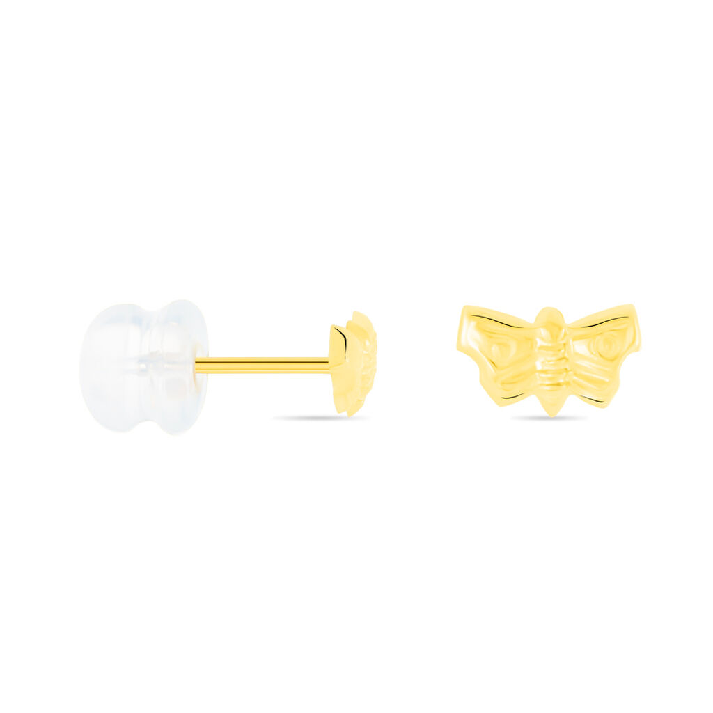 Boucles D'oreilles Puces Bartholomee Papillon Or Jaune - Clous d'oreilles Famille | Histoire d’Or