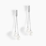 Boucles D'oreilles Pendantes Giacomo Or Blanc Perle De Culture - Boucles d'oreilles pendantes Femme | Histoire d&rsquo;Or