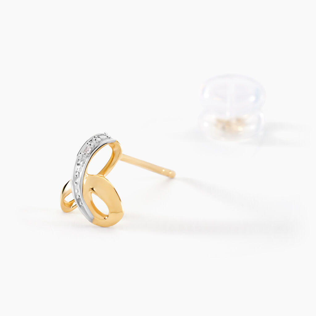 Boucles D'oreilles Puces Volute Or Jaune Diamant - Clous d'oreilles Femme | Histoire d’Or