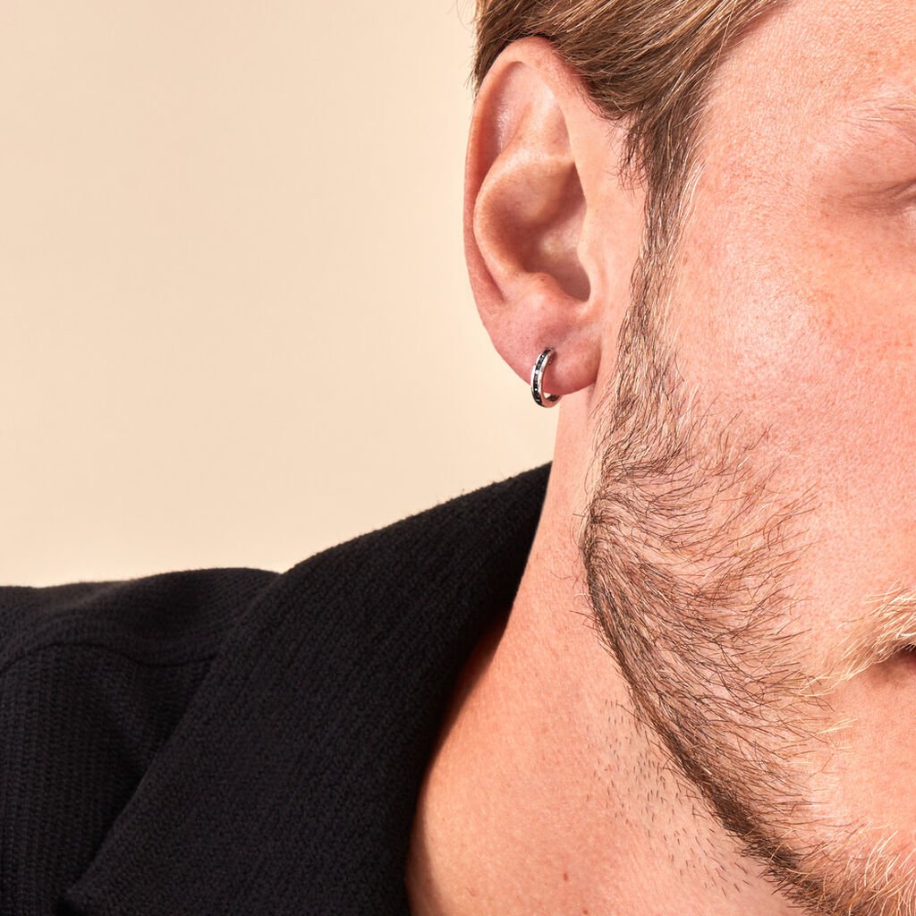 Créoles Black Diamond Or Blanc Diamant Noirs - Boucles d'oreilles créoles Homme | Histoire d’Or