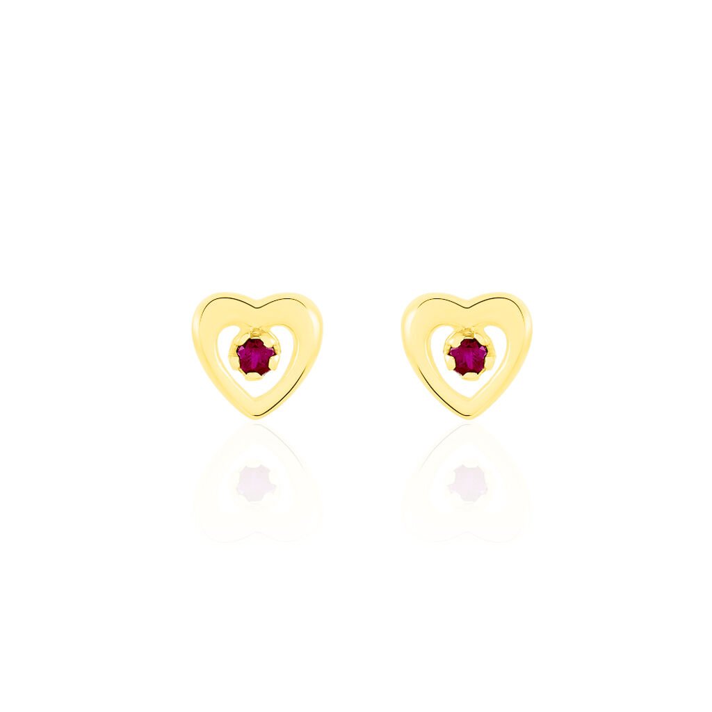 boucles d'oreilles puces izild or jaune rubis