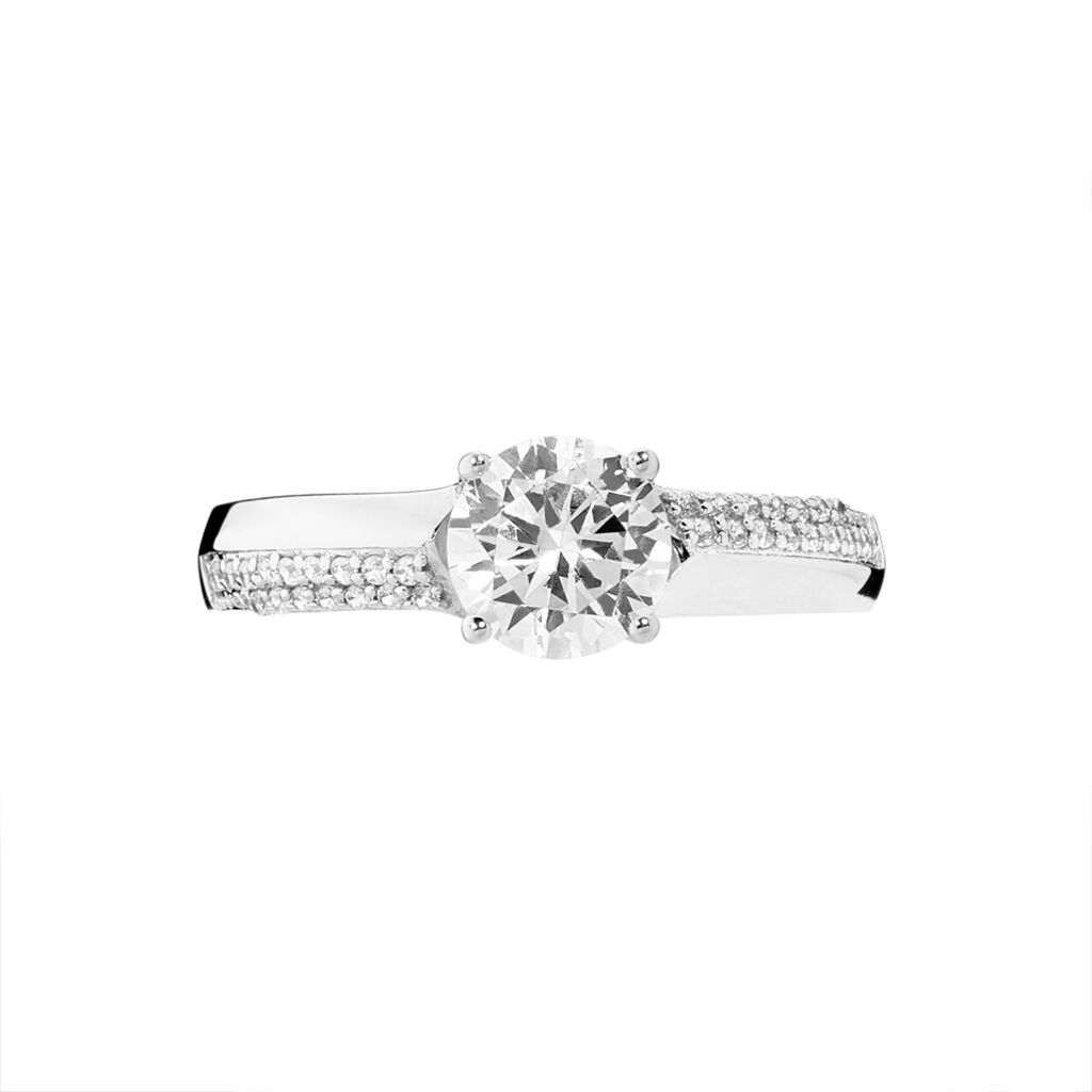 Bague Solitaire Messine Or Blanc Oxyde De Zirconium - Bagues solitaires Femme | Histoire d’Or