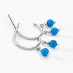 Cr&eacute;oles Riona Argent Blanc Turquoise - Boucles d'oreilles cr&eacute;oles Femme | Histoire d&rsquo;Or