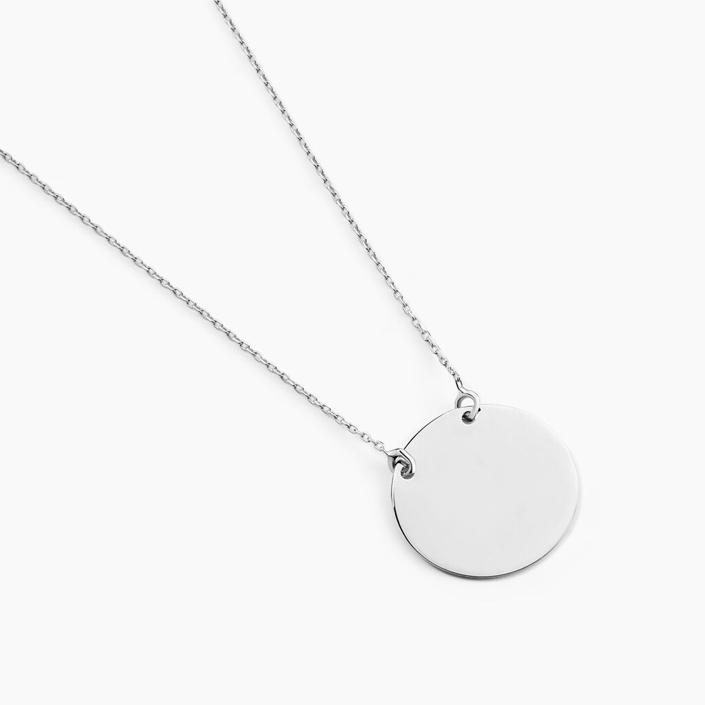 Collier Helenia Pastille Gravable Or Blanc - Cadeaux de naissance Enfant | Histoire d’Or