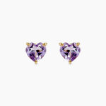 Boucles D'oreilles Puces Salona Or Jaune Amethyste - Clous d'oreilles Femme | Histoire d&rsquo;Or
