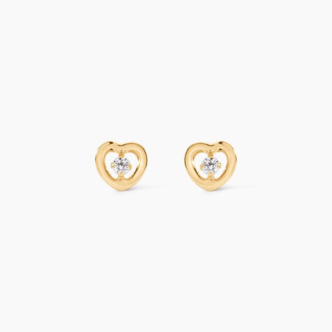 Boucles D'oreilles Puces Dolly Or Jaune Oxyde De Zirconium - Clous d'oreilles Famille | Histoire d&rsquo;Or