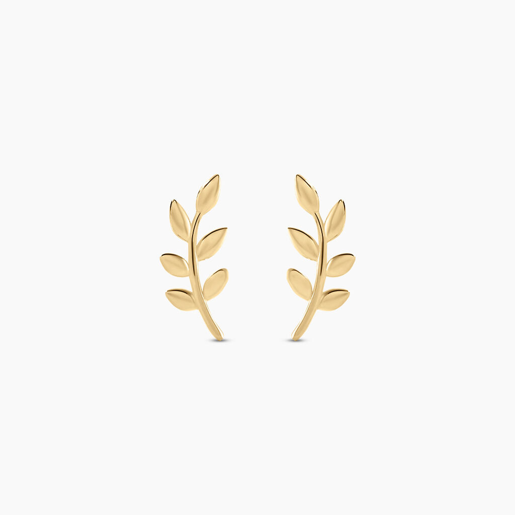 Boucles D'oreilles Puces Foliora Or Jaune - Clous d'oreilles Femme | Histoire d&rsquo;Or
