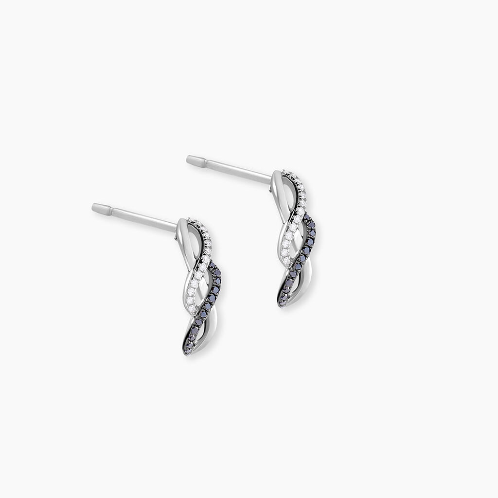 Boucles D'oreilles Puces Callune Or Blanc Diamant - Clous d'oreilles Femme | Histoire d&rsquo;Or