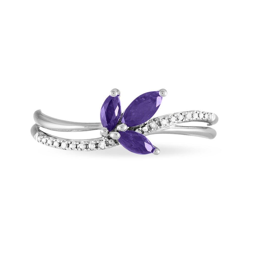 Bague Angie Or Blanc Amethyste Et Diamant - Bagues avec pierre Femme | Histoire d’Or