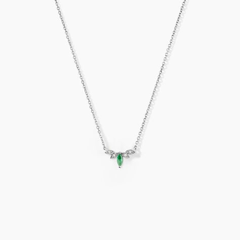 Collier Or Blanc Febe Emeraude Diamant - Colliers Femme | Histoire d’Or