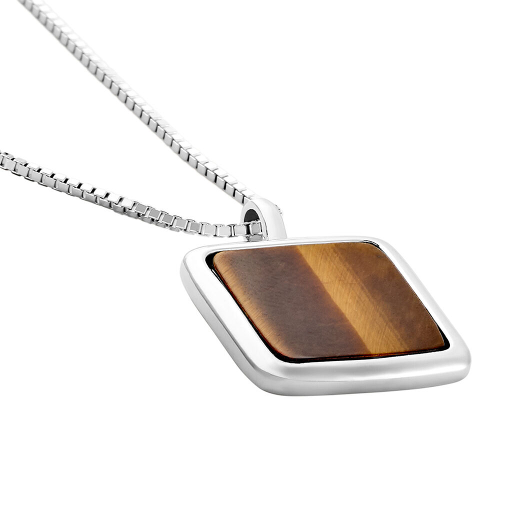 Collier Mani Argent Blanc Oeil De Tigre - Colliers Homme | Histoire d’Or