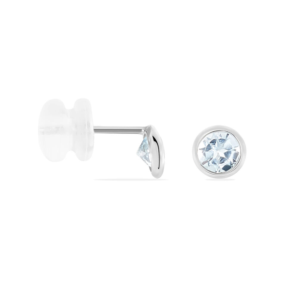 Boucles D'oreilles Puces Edy Serti Clos Or Blanc Topaze - Clous d'oreilles Femme | Histoire d’Or