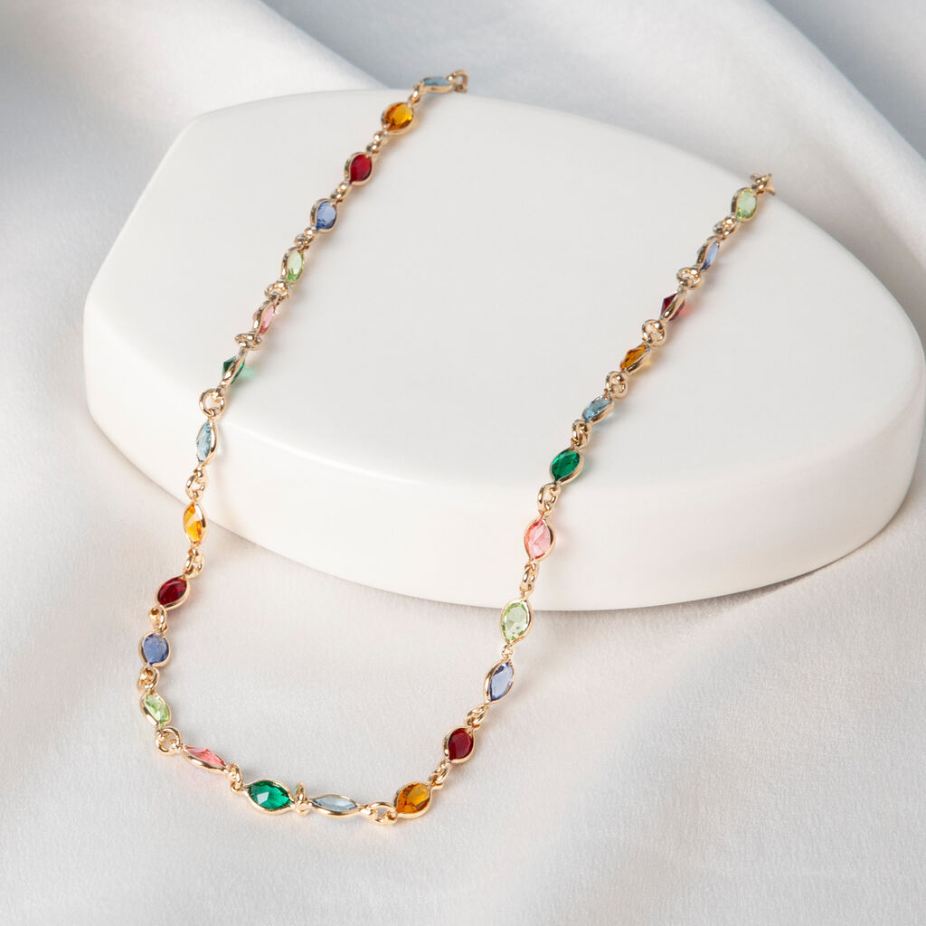 Collier Ilvaae Plaqu&eacute; Or Jaune Pierre De Synthese - Colliers Femme | Histoire d&rsquo;Or