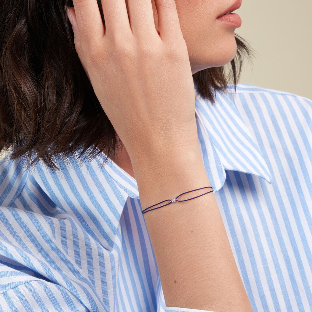 Bracelet Mon 1er Diamant Or Blanc Diamant - Bracelets cordon Femme | Histoire d’Or