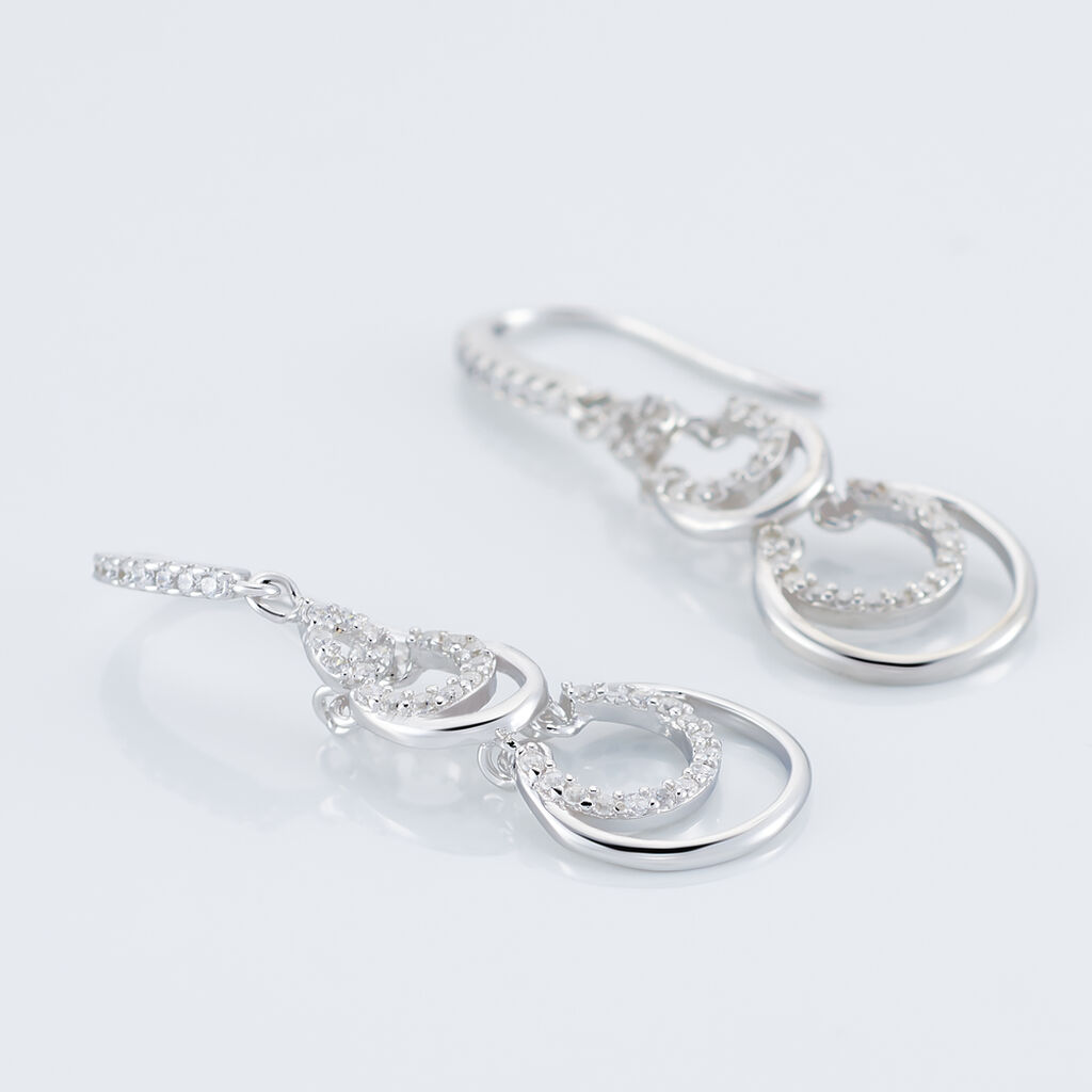 Boucles D'oreilles Pendantes Greta Argent Blanc - Boucles d'oreilles fantaisie Femme | Histoire d&rsquo;Or