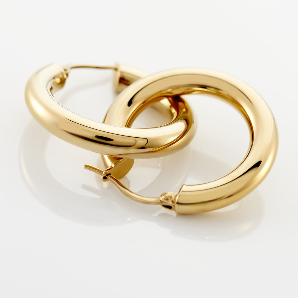 Boucles d oreilles creoles Acier Sans pierre Rond Jaune FIOFJW00690 Histoire d Or