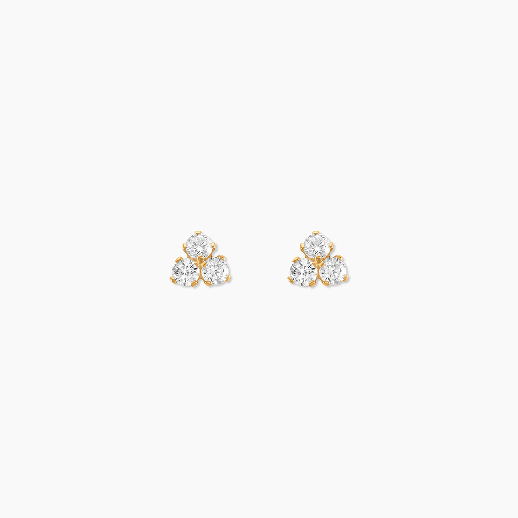 Boucles D'oreilles Puces Or Jaune Oxydes De Zirconium - Clous d'oreilles Femme | Histoire d’Or