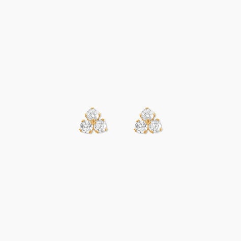 Boucles D'oreilles Puces Or Jaune Oxydes De Zirconium - Clous d'oreilles Femme | Histoire d’Or