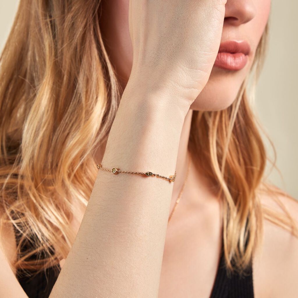 Bracelet Angelica Plaque Or Jaune Oxyde De Zirconium - Bracelets chaîne Femme | Histoire d’Or
