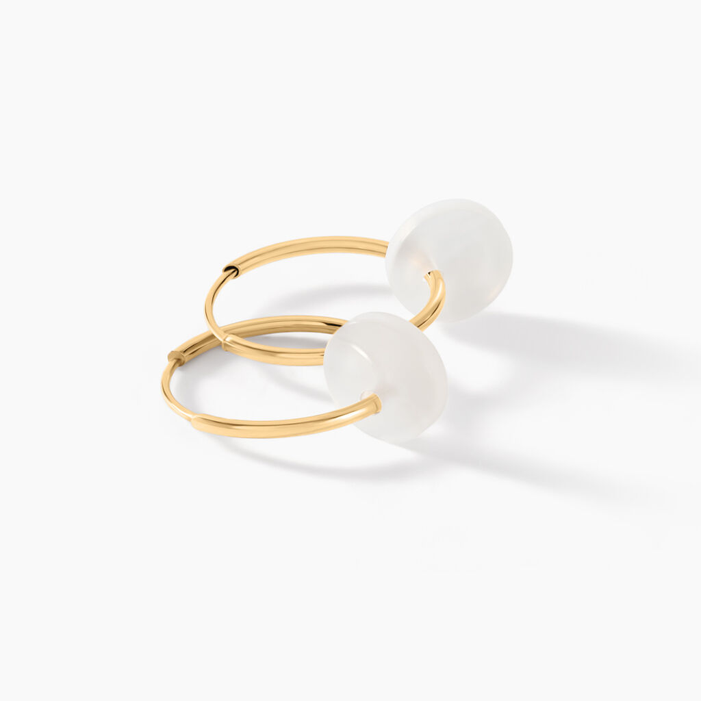 Creoles Or Jaune Vicenze Nacre - Boucles d'oreilles cr&eacute;oles Enfant | Histoire d&rsquo;Or