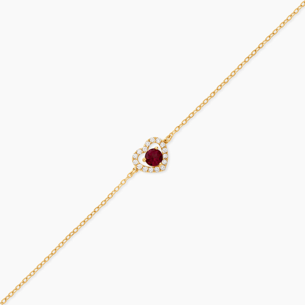 Bracelet Red Velvet Argent Dor&eacute; A L'Or 750/1000 Rhodolite Oxyde De Zirconium - F&ecirc;te des m&egrave;res Femme | Histoire d&rsquo;Or