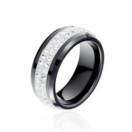 Bague Noire Ceramique Blanc Céramique Et Strass - Bagues avec pierre Femme | Histoire d’Or