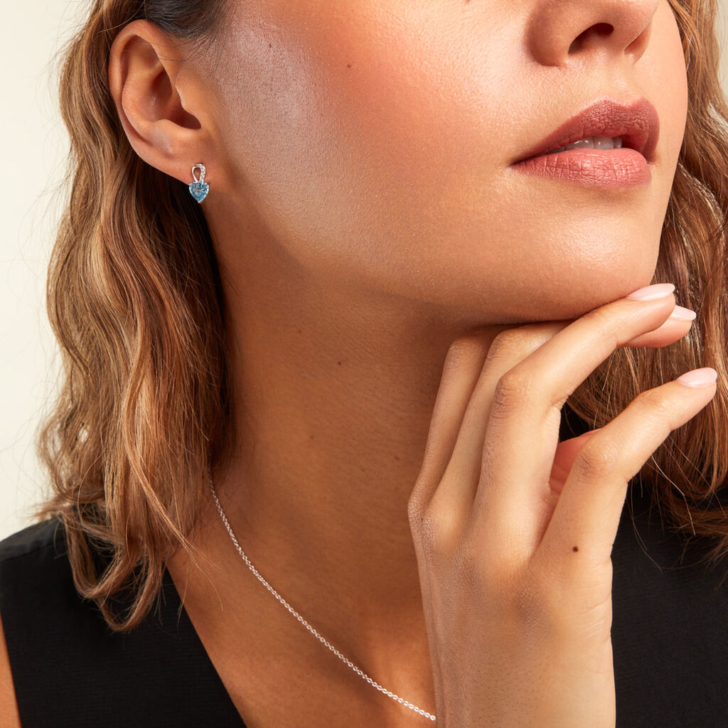Boucles D'oreilles Puces Atieno Argent Blanc Oxyde De Zirconium - Boucles d'oreilles fantaisie Femme | Histoire d’Or