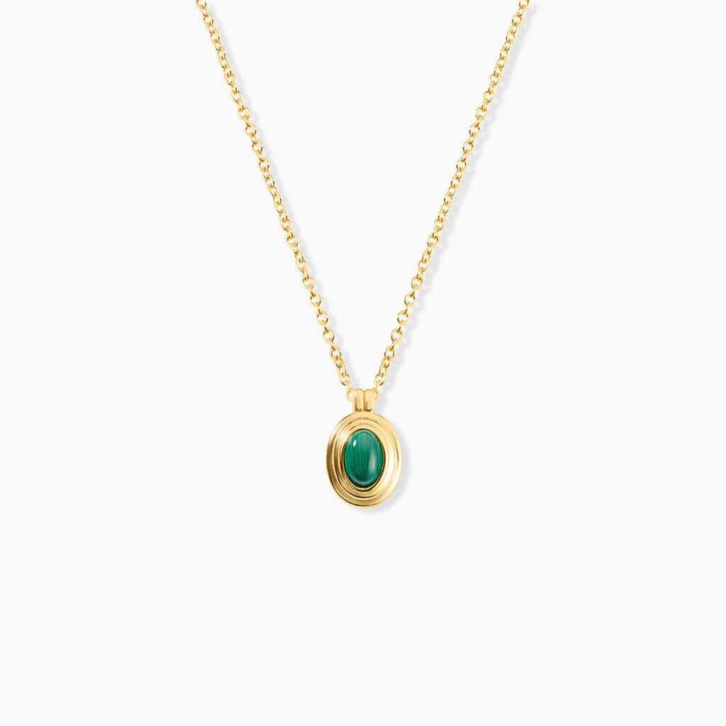 Collier Osana Argent Dor&eacute; A L'Or 750/1000 Malachite - Colliers Femme | Histoire d&rsquo;Or