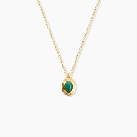 Collier Osana Argent Dor&eacute; A L'Or 750/1000 Malachite - Colliers Femme | Histoire d&rsquo;Or