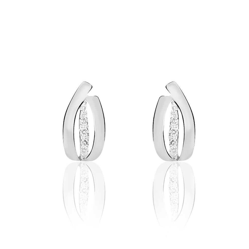 Boucles D'oreilles Puces Aelis Or Blanc Diamant - Clous d'oreilles Femme | Histoire d’Or