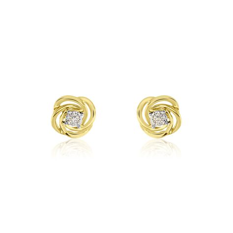 Plein soleil boucles d'oreilles petit modèle or jaune et diamants