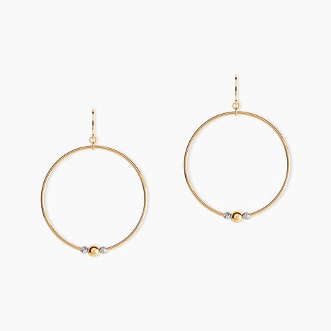 Cr&eacute;oles Rosa Billes Diamantees Or Jaune - Boucles d'oreilles cr&eacute;oles Femme | Histoire d&rsquo;Or
