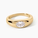 Bague Sunset Riviera Argent Dor&eacute; A L'Or 750/1000 Oxyde De Zirconium - Bagues solitaires Femme | Histoire d&rsquo;Or